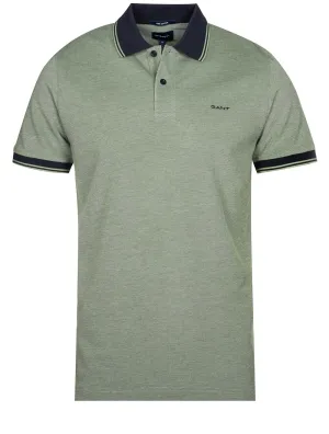4 colour Oxford Pique Shortsleeve Rugger Basil Green
