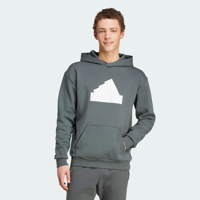 ADIDAS MEN'S FUTURE ICONS BADGE OF SPORT IVY/WHITE HOODIE Cothing_Mens-Adidas