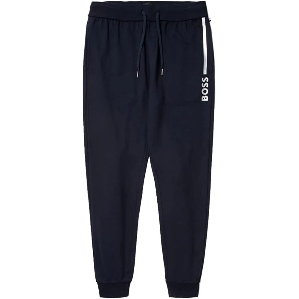 BOSS Men Lined Logo Cuff Drawstrings Sweatpants Admiral Blue