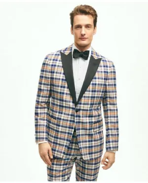 Brooks Brothers Men's Regent Fit Cotton Madras Tuxedo Dinner Jacket Beige Brooks Brothers