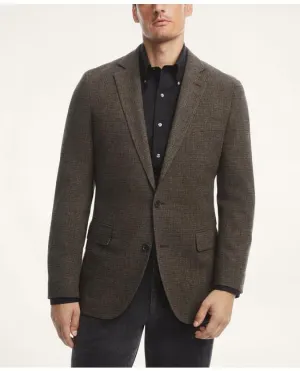 Brooks Brothers Men's Regent Fit Merino Wool Flannel Mini-Houndstooth Suit Jacket Brown Brooks Brothers