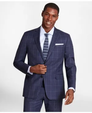 Brooks Brothers Men's Regent-Fit Windowpane Wool Twill Suit Jacket Blue Brooks Brothers