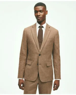 Brooks Brothers Men's Slim Fit Stretch Brushed Cotton Guncheck Suit Jacket Beige Brooks Brothers
