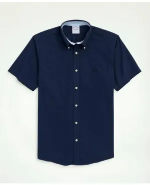 Brooks Brothers Men's Stretch Non-Iron Oxford Button-Down Collar Short-Sleeve Sport Shirt Navy Brooks Brothers