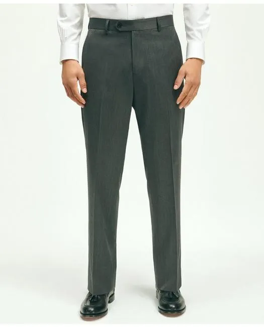 Brooks Brothers Men's Traditional Fit Wool Herringbone 1818 Dress Trousers Grey Brooks Brothers