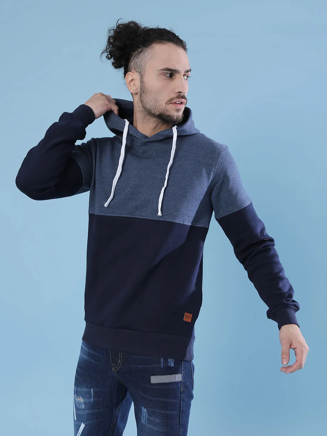 Campus Sutra Men Colorblocked Full Sleeve Stylish Casual Hooded Sweatshirts