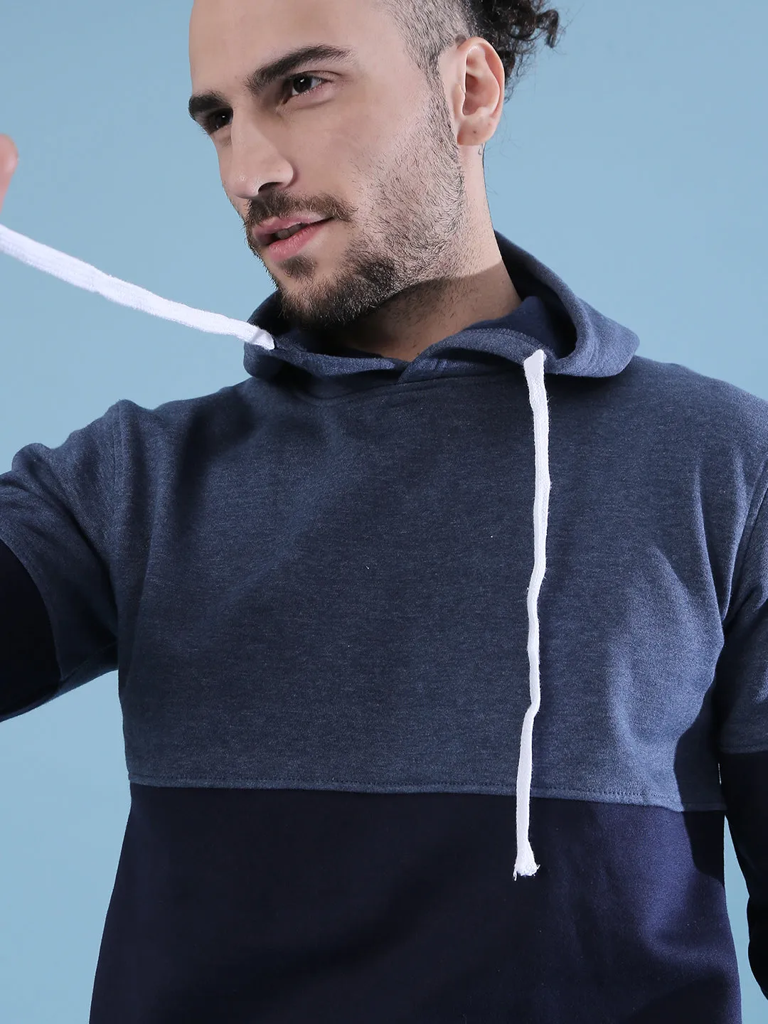 Campus Sutra Men Colorblocked Full Sleeve Stylish Casual Hooded Sweatshirts