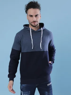 Campus Sutra Men Colorblocked Full Sleeve Stylish Casual Hooded Sweatshirts