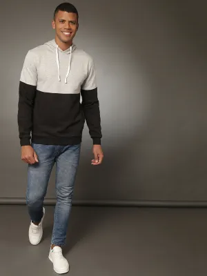 Campus Sutra Men Colorblocked Full Sleeve Stylish Casual Hooded Sweatshirts