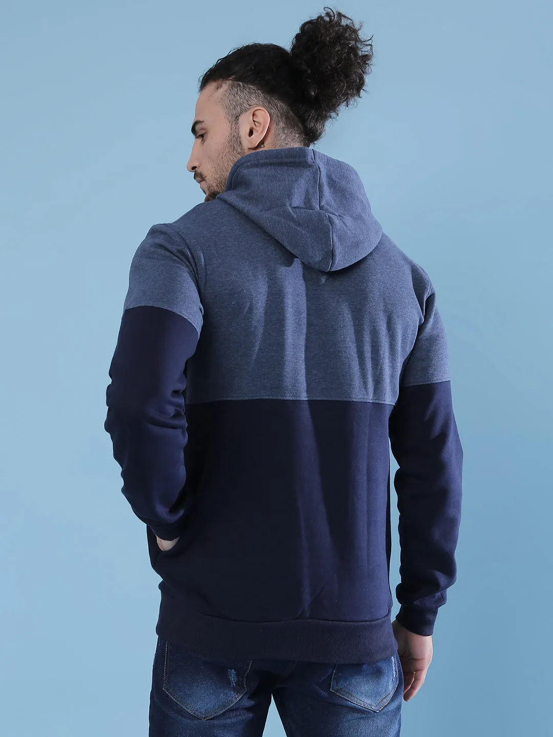 Campus Sutra Men Colorblocked Full Sleeve Stylish Casual Hooded Sweatshirts