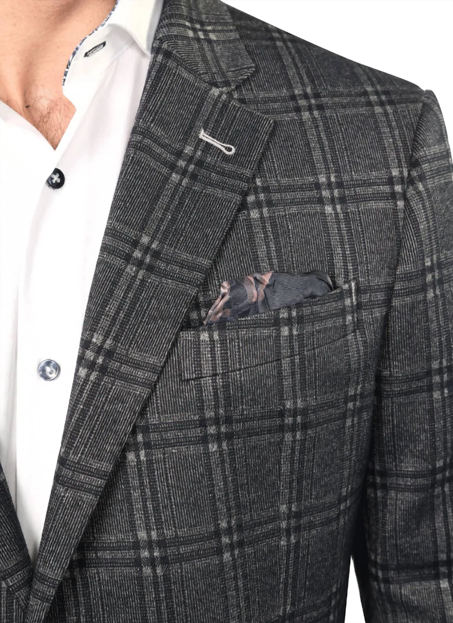 Chad Sport Jacket In Gray With Blue Plaid