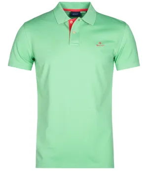 Contrast Collar Pique Short Sleeved Rugger Absinthe Green
