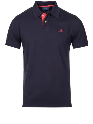 Contrast Collar Pique Short Sleeved Rugger Evening Blue