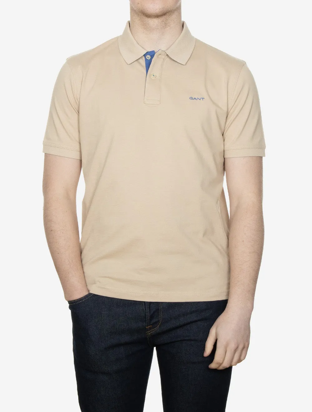 Contrast Short Sleeve Piqué Regular Fit Polo Shirt Dry Sand