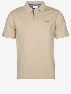 Contrast Short Sleeve Piqué Regular Fit Polo Shirt Dry Sand