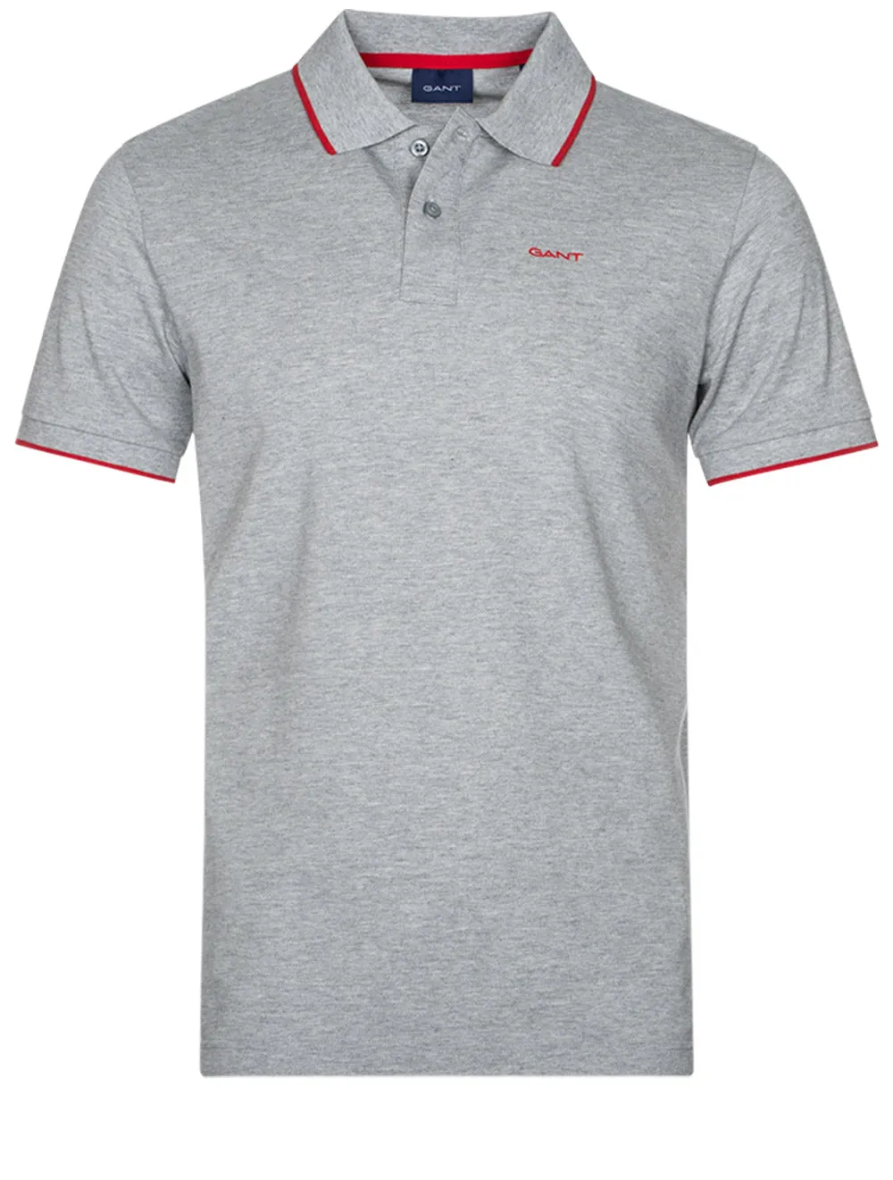 Contrast Tipping Short Sleeve Pique Grey Melange