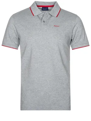 Contrast Tipping Short Sleeve Pique Grey Melange