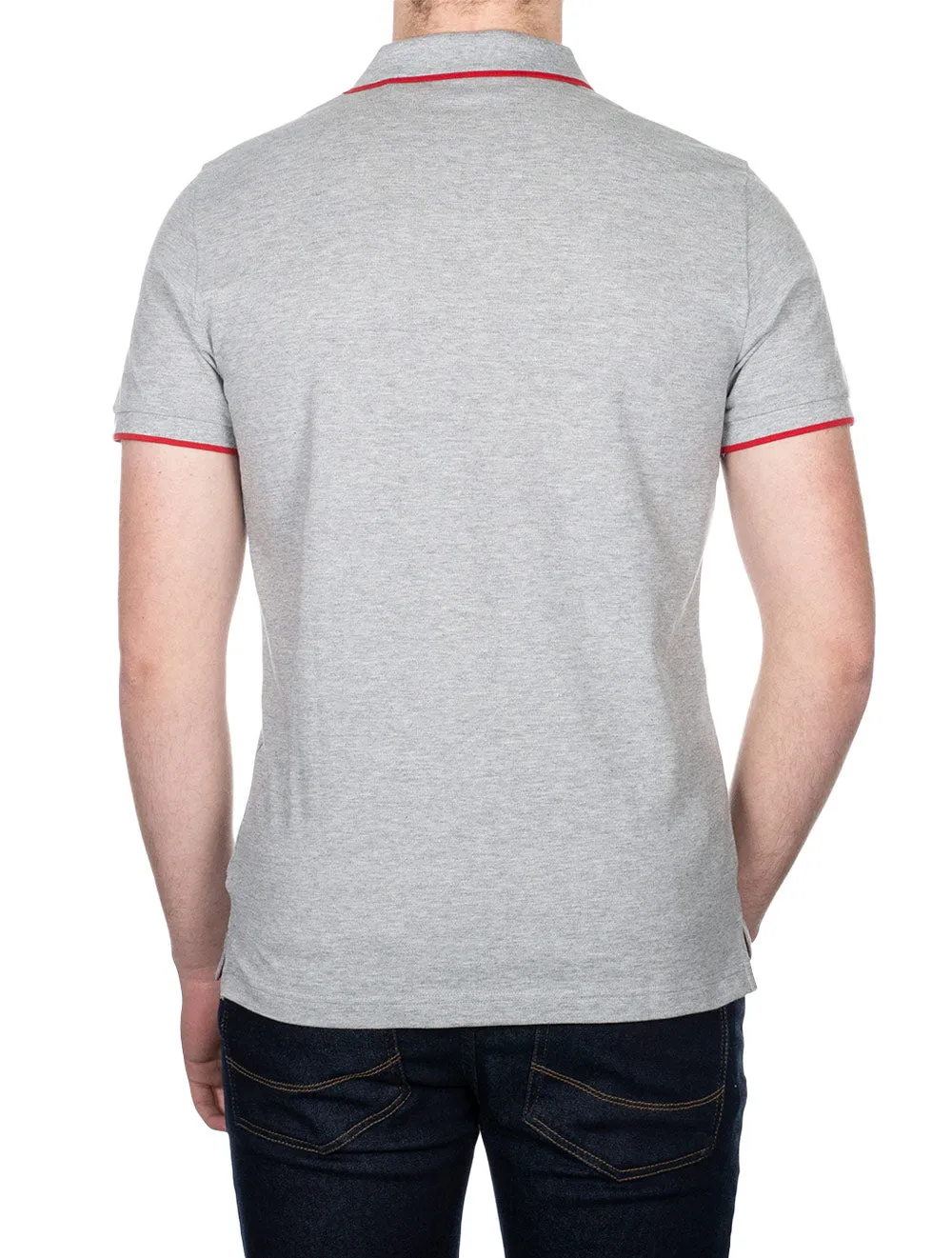 Contrast Tipping Short Sleeve Pique Grey Melange