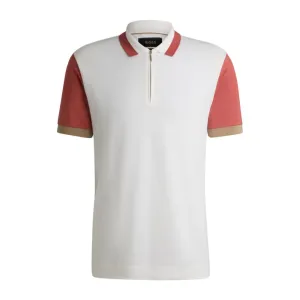 Cotton-silk polo shirt with contrast details