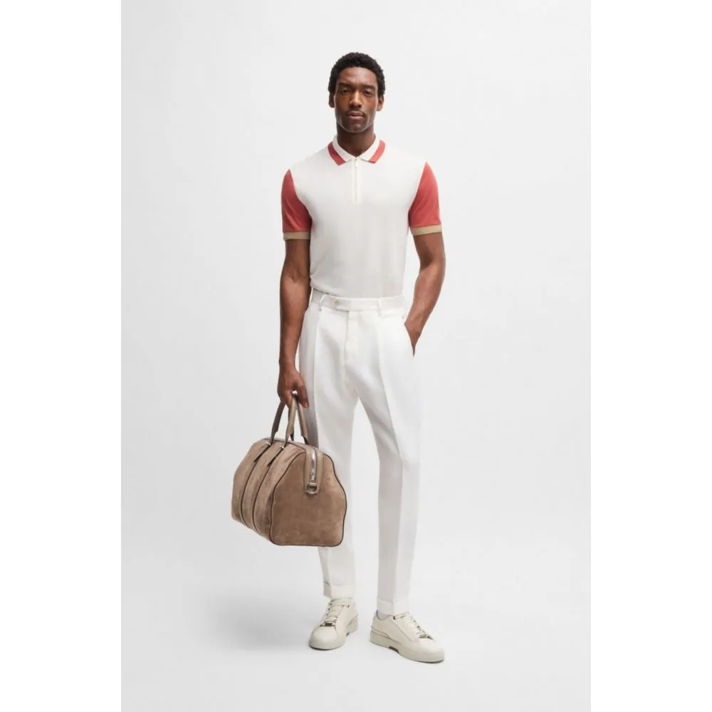 Cotton-silk polo shirt with contrast details