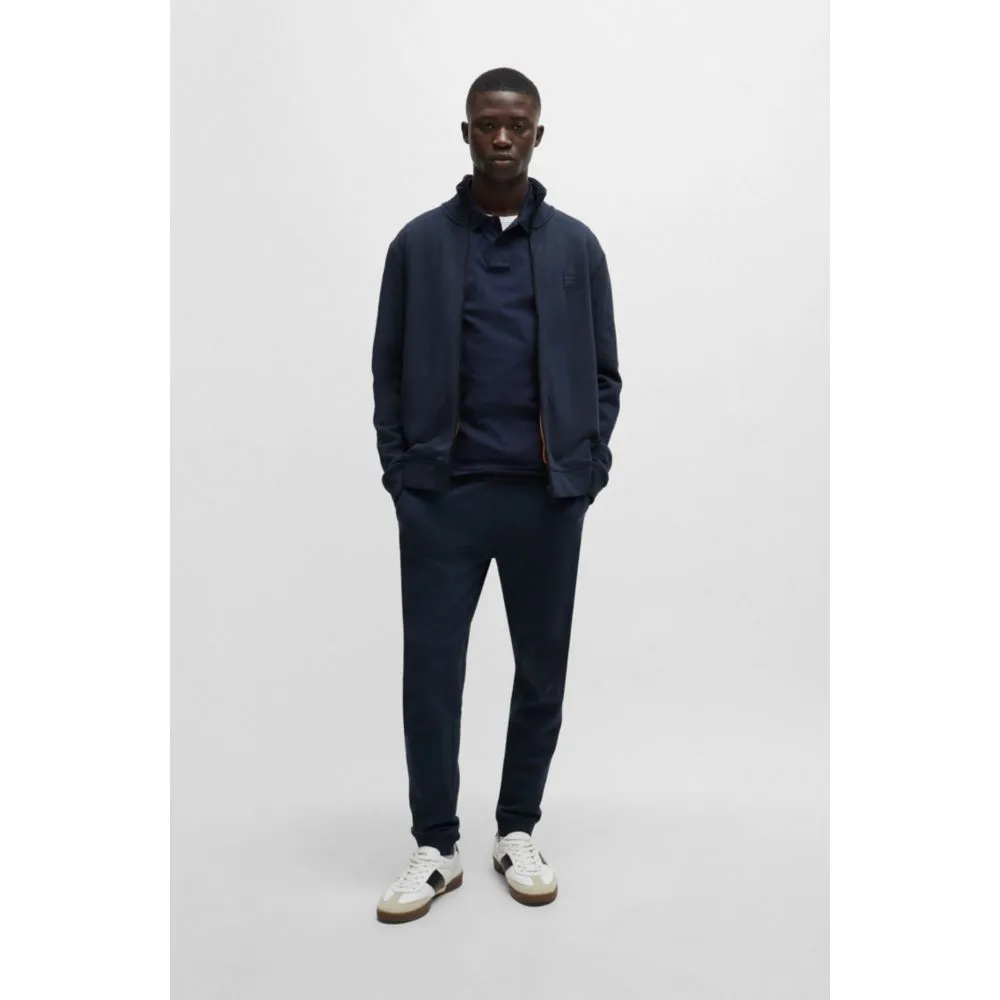 Cotton-terry zip-up jacket with logo patch