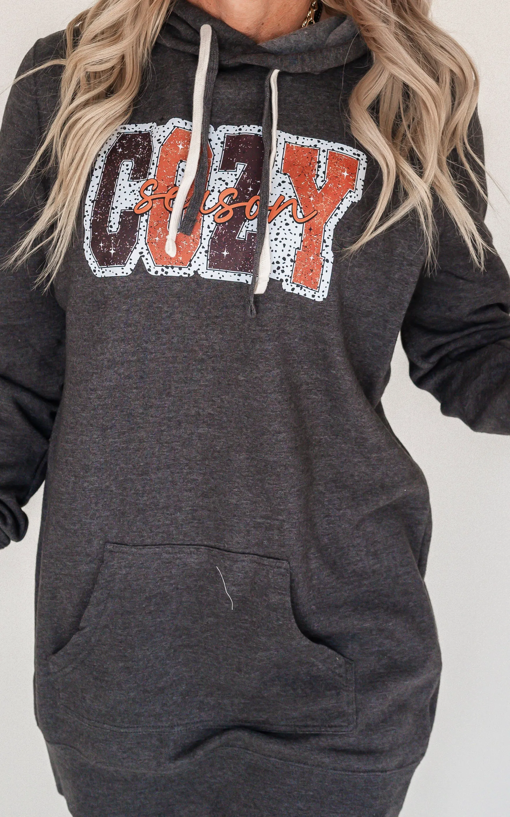 Cozy Season Dark Grey Graphic Hoodie - Final Sale