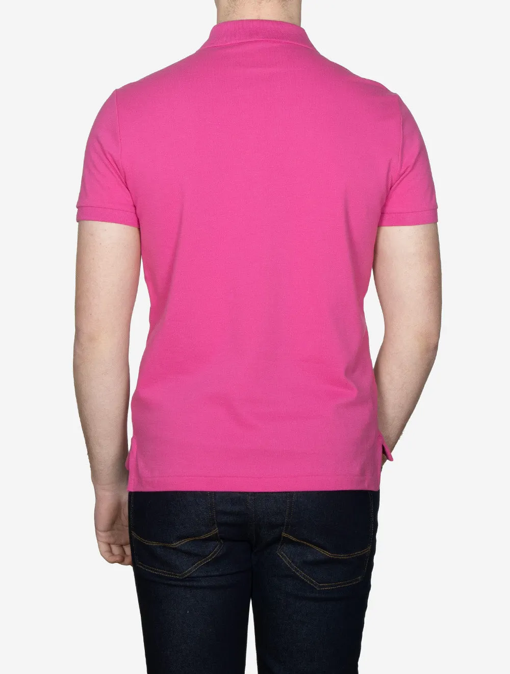 Custom Slim Fit Mesh Polo Shirt Pink