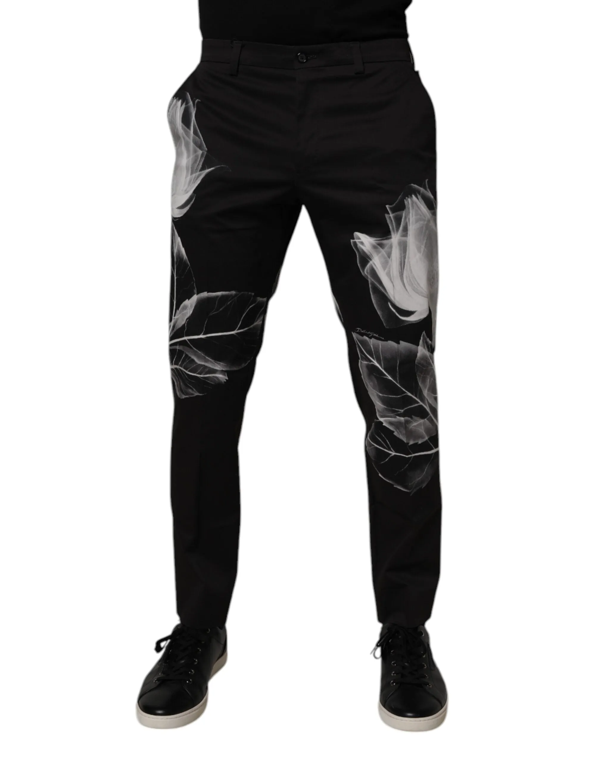 Dolce & Gabbana Cotton Floral Skinny Dress Men's Pants