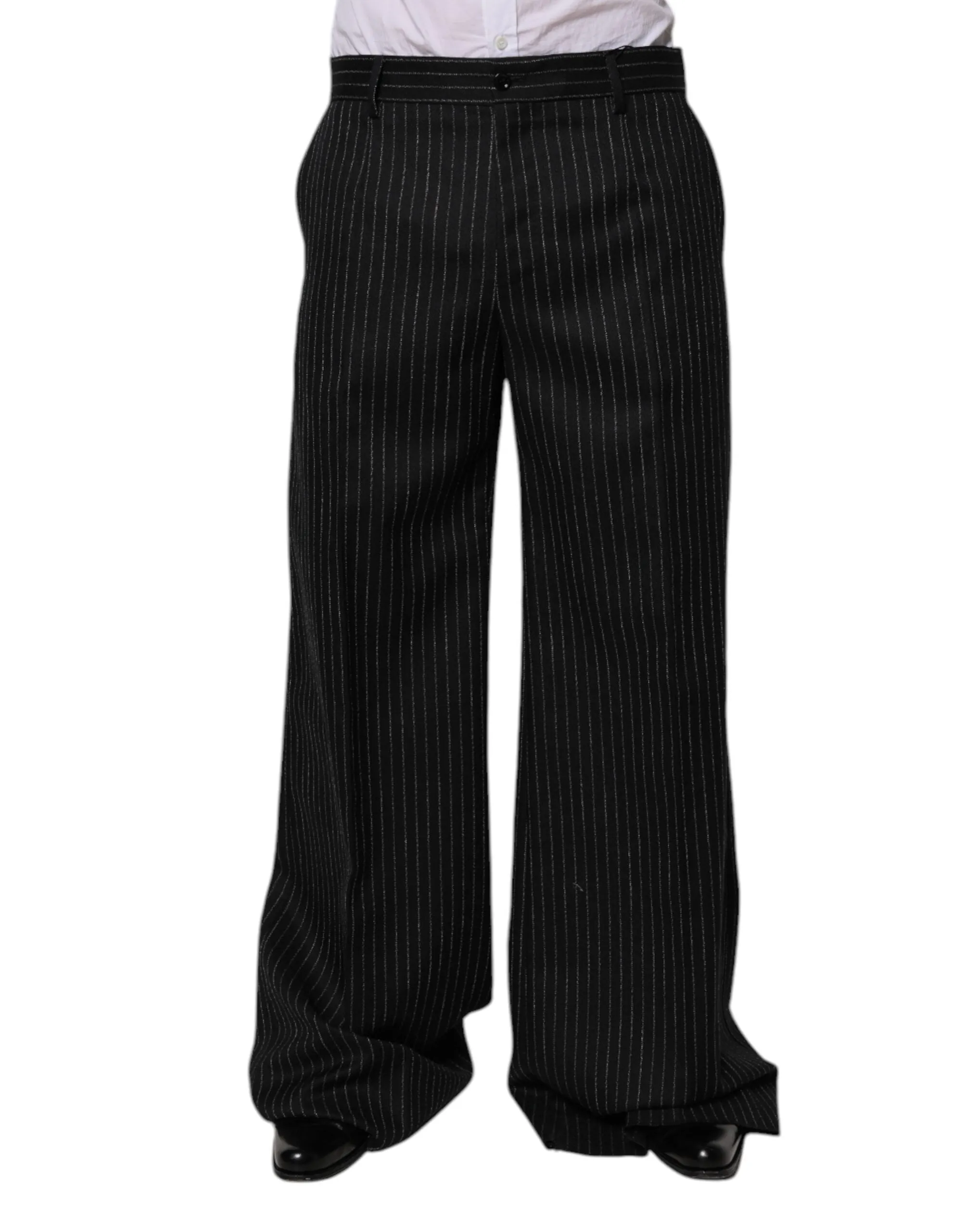 Dolce & Gabbana Stripes Wide Leg Formal Men Dress Men's Pants