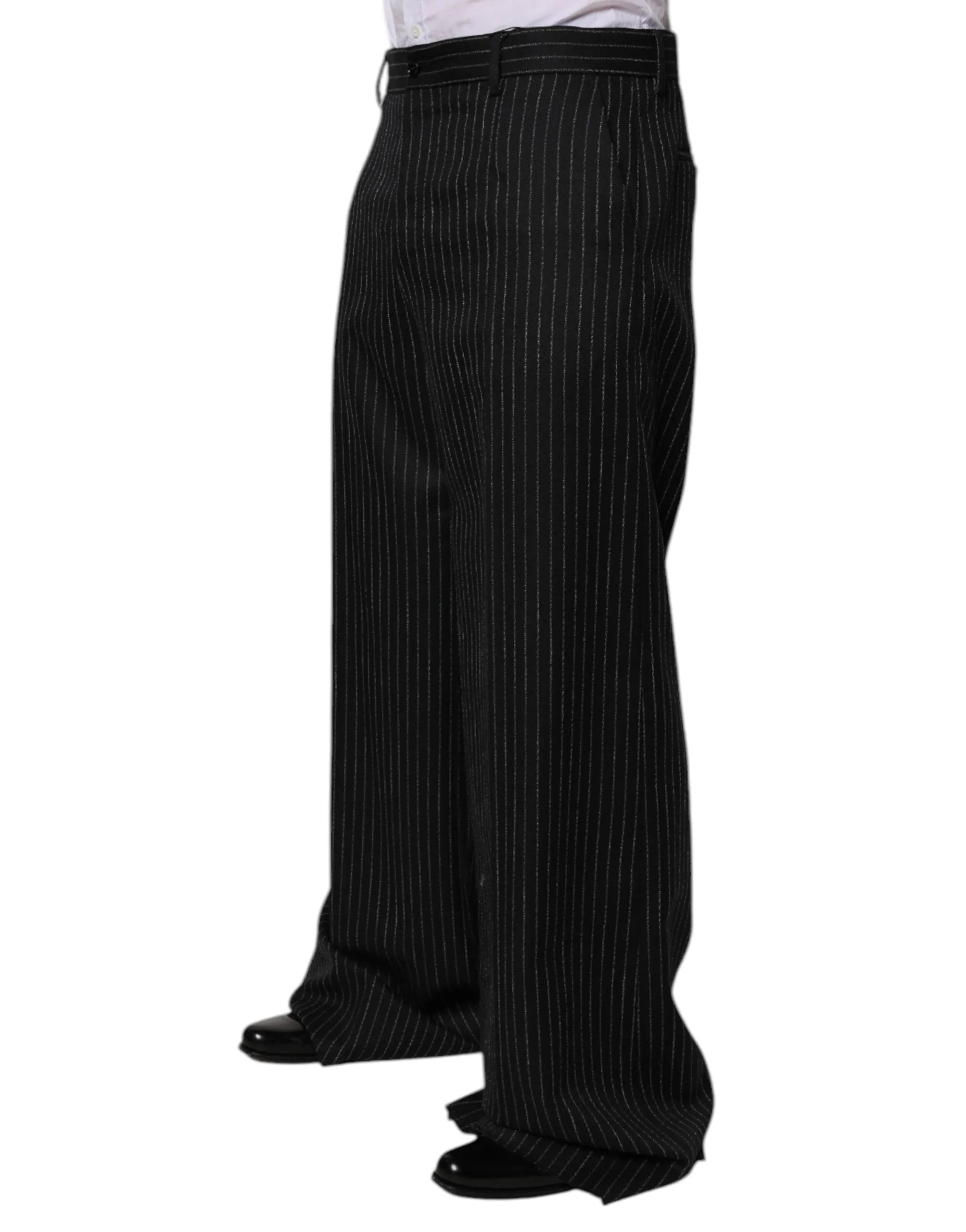 Dolce & Gabbana Stripes Wide Leg Formal Men Dress Men's Pants