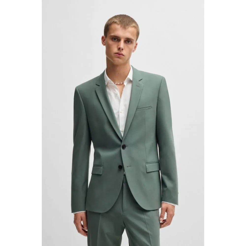 Extra-slim-fit suit jacket in wool-blend poplin
