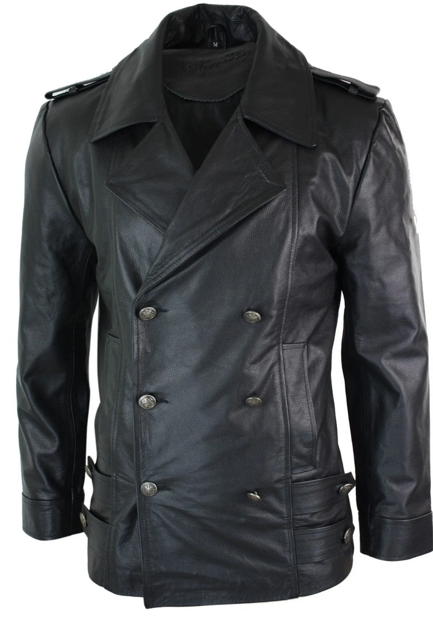 German Sailors Double Breasted Leather Coat