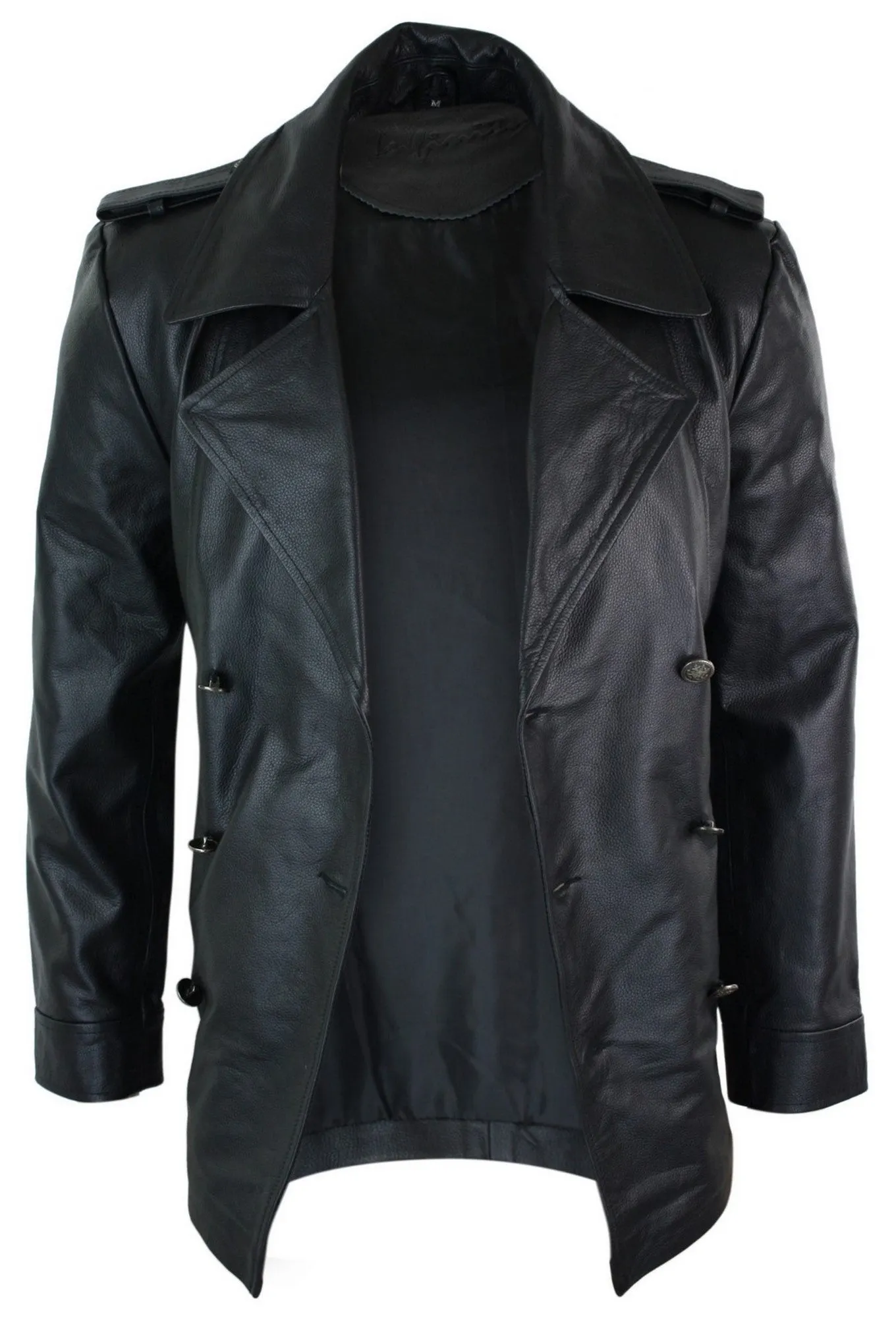 German Sailors Double Breasted Leather Coat