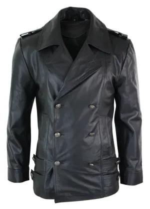 German Sailors Double Breasted Leather Coat