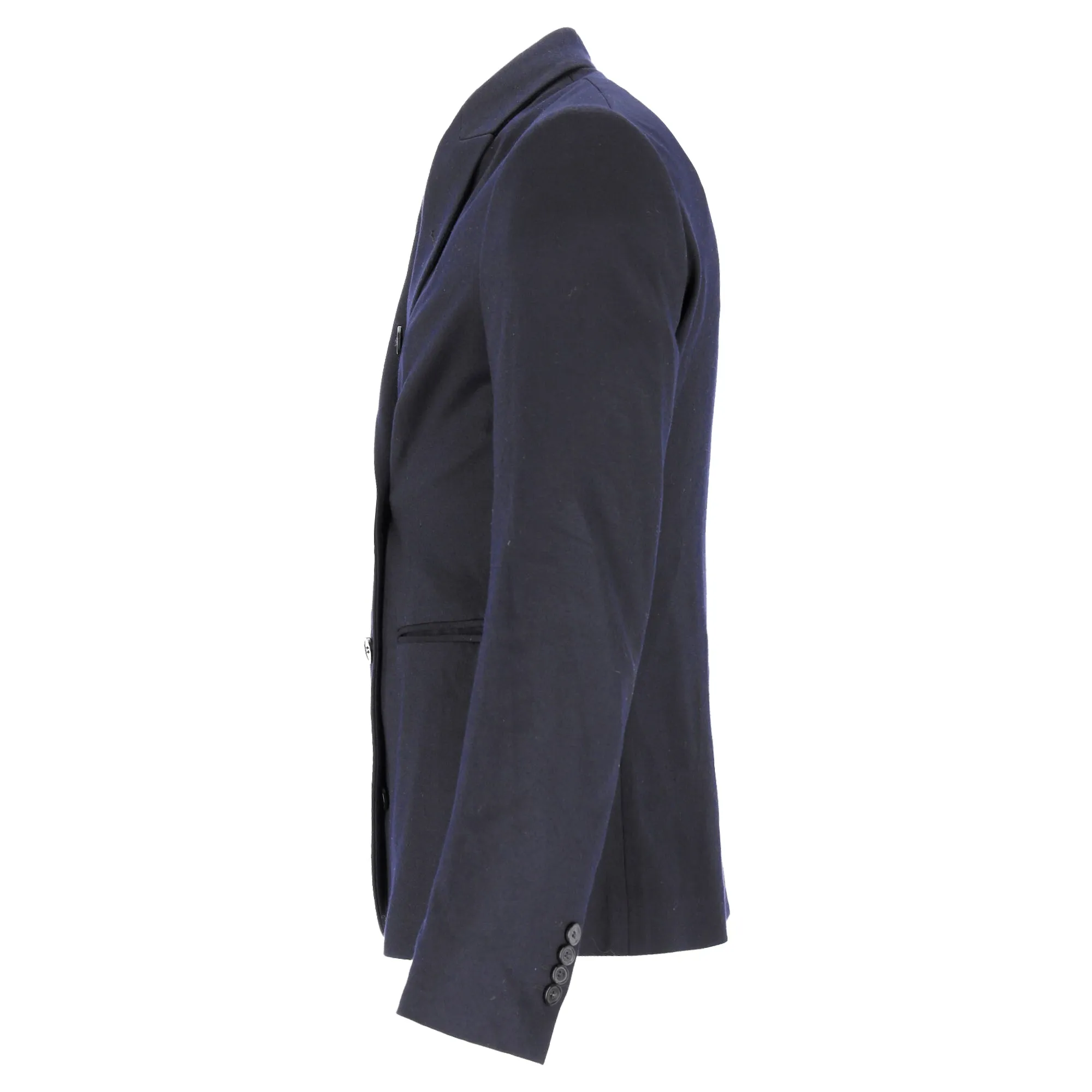 Giorgio Armani Double-Breasted Suit Jacket in Navy Blue Wool