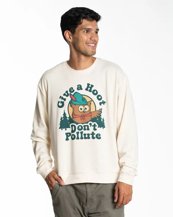 GIVE A HOOT DON'T POLLUTE CREWNECK SWEATSHIRT