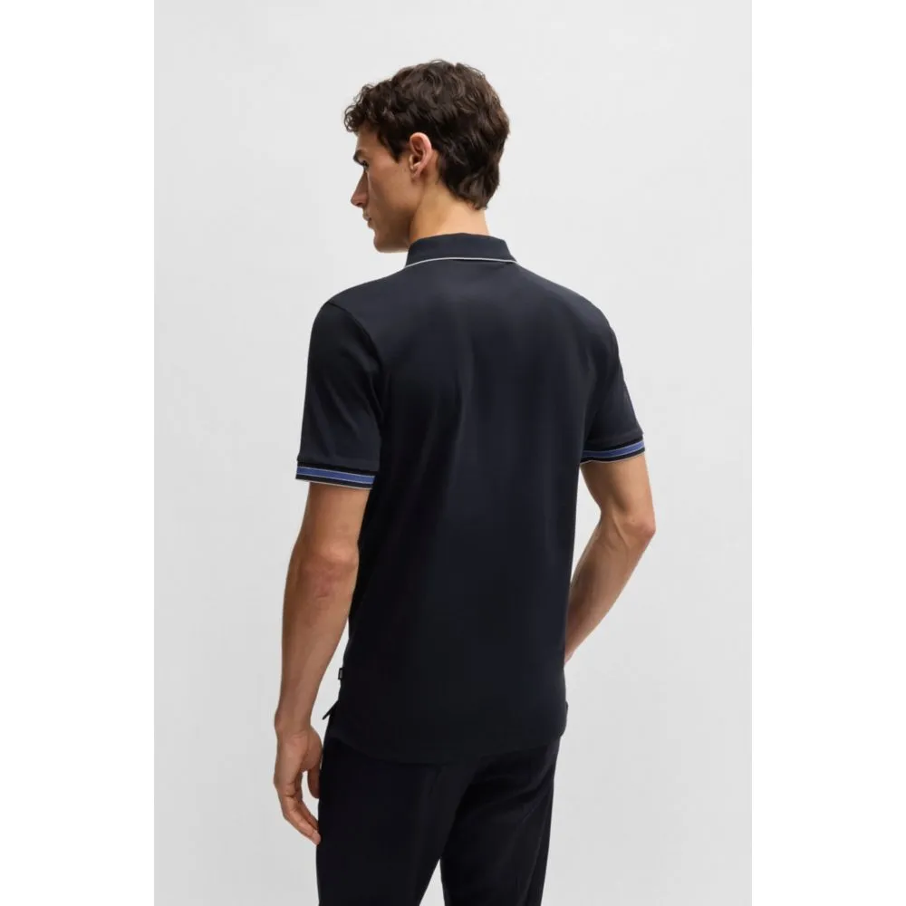 Interlock-cotton polo shirt with contrast tipping
