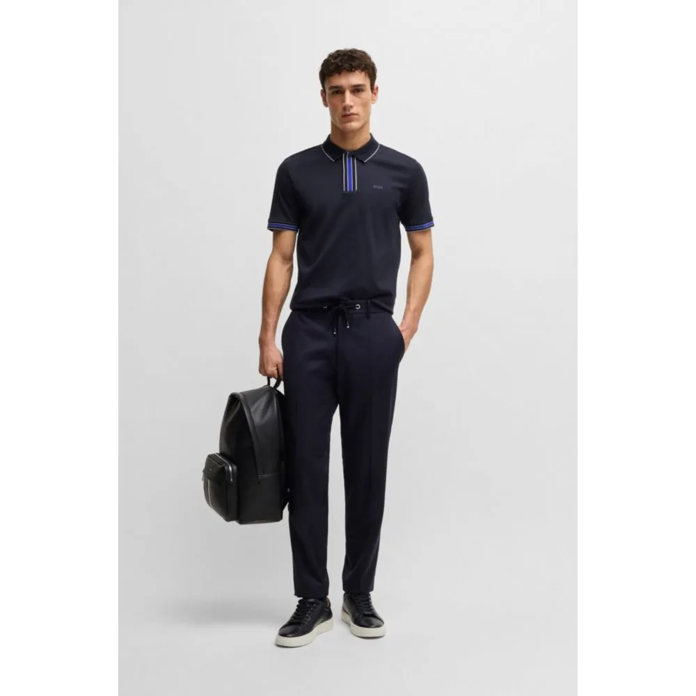 Interlock-cotton polo shirt with contrast tipping