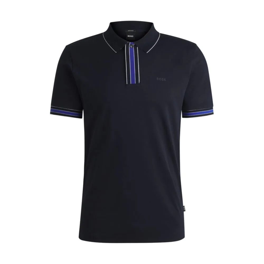 Interlock-cotton polo shirt with contrast tipping