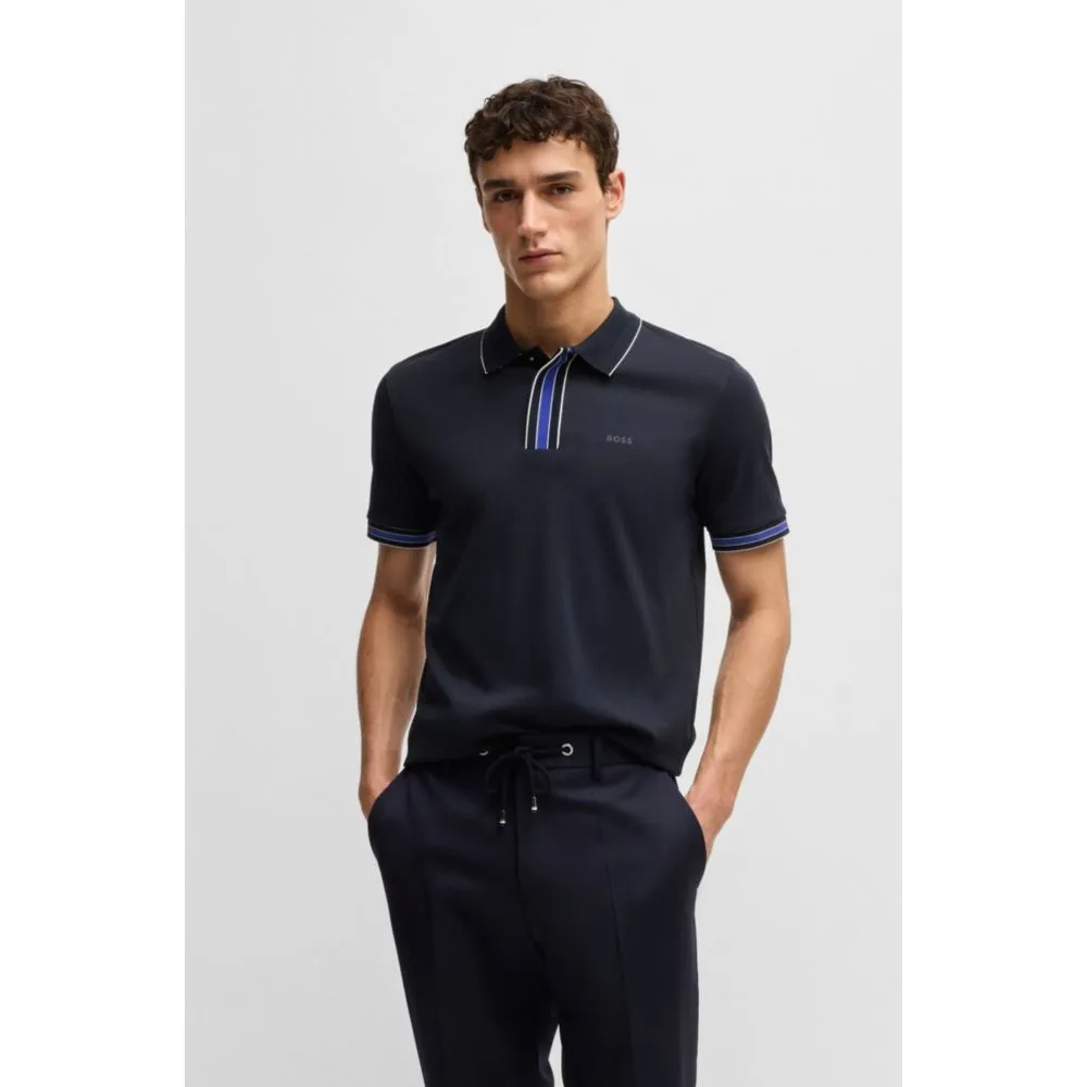Interlock-cotton polo shirt with contrast tipping
