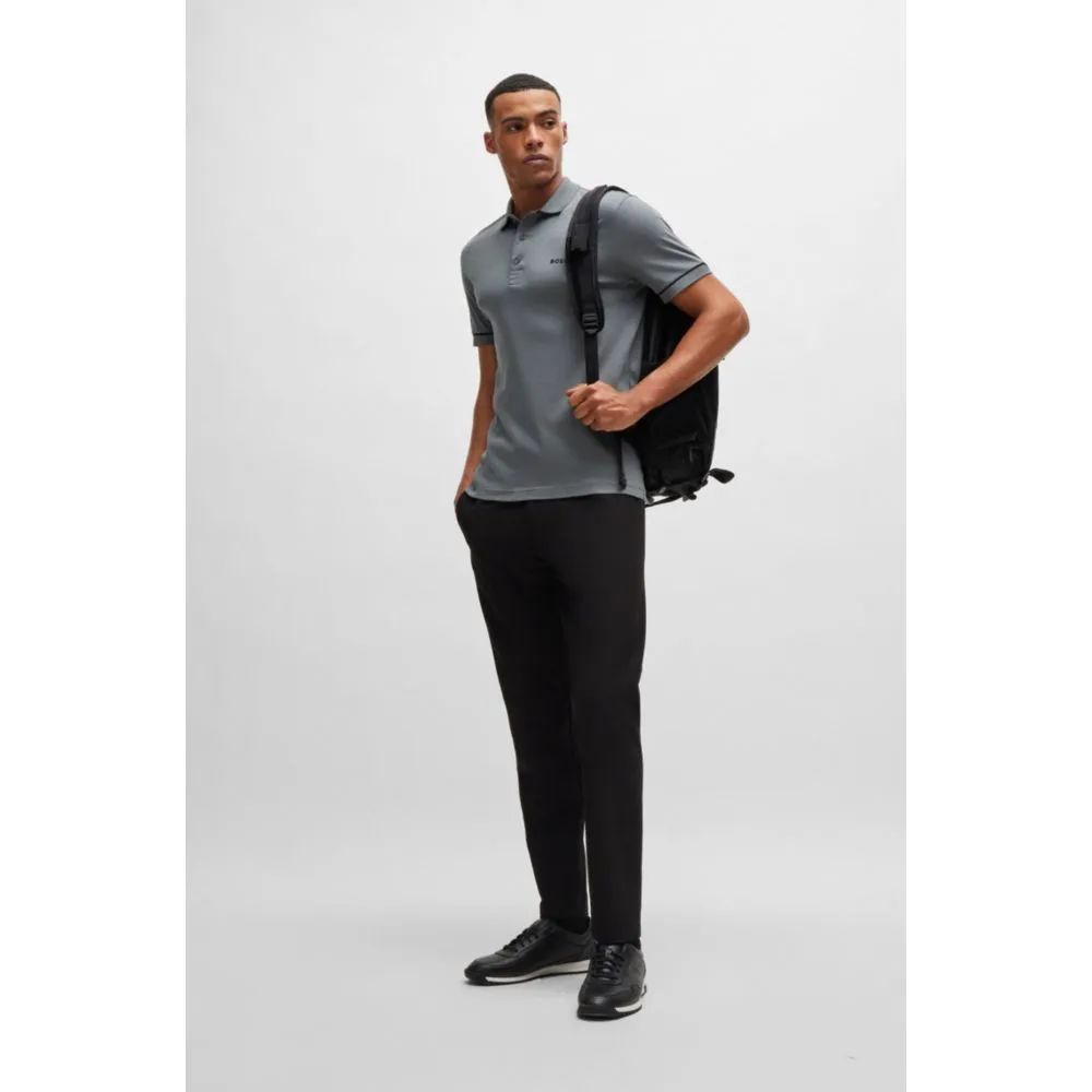Interlock-cotton slim-fit polo shirt with contrast trims