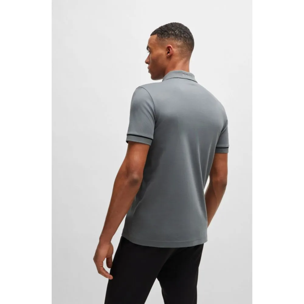Interlock-cotton slim-fit polo shirt with contrast trims