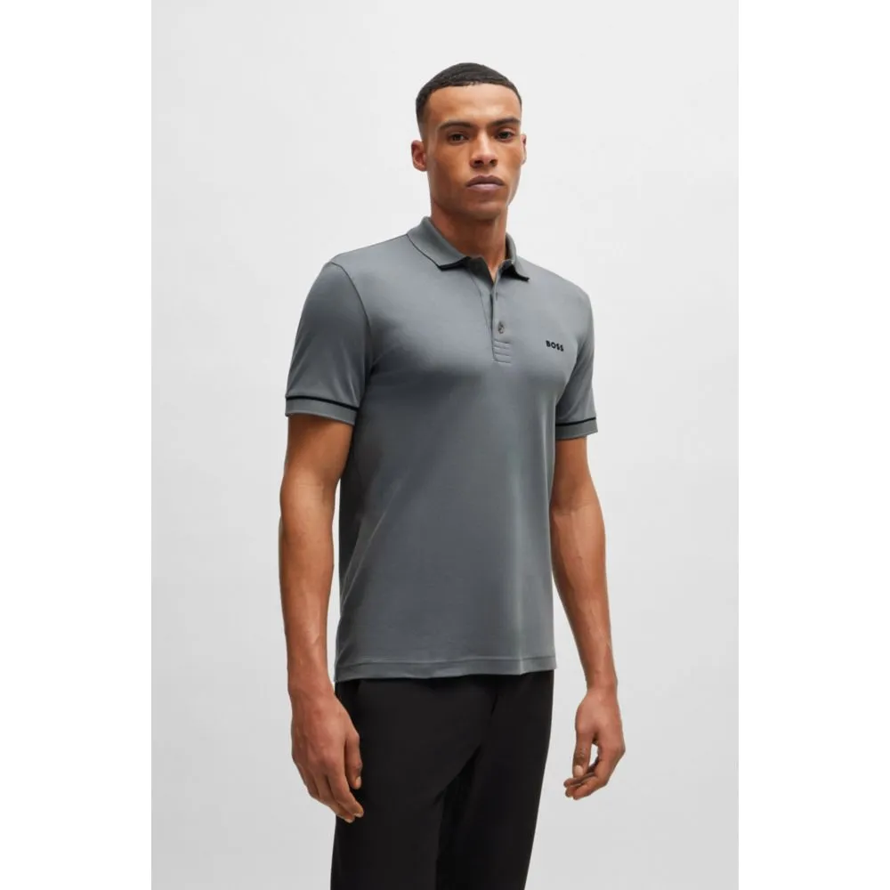 Interlock-cotton slim-fit polo shirt with contrast trims