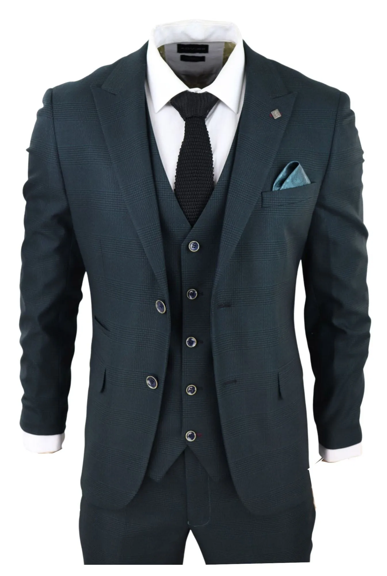 Jasper Olive Green 3 Piece Suit Check