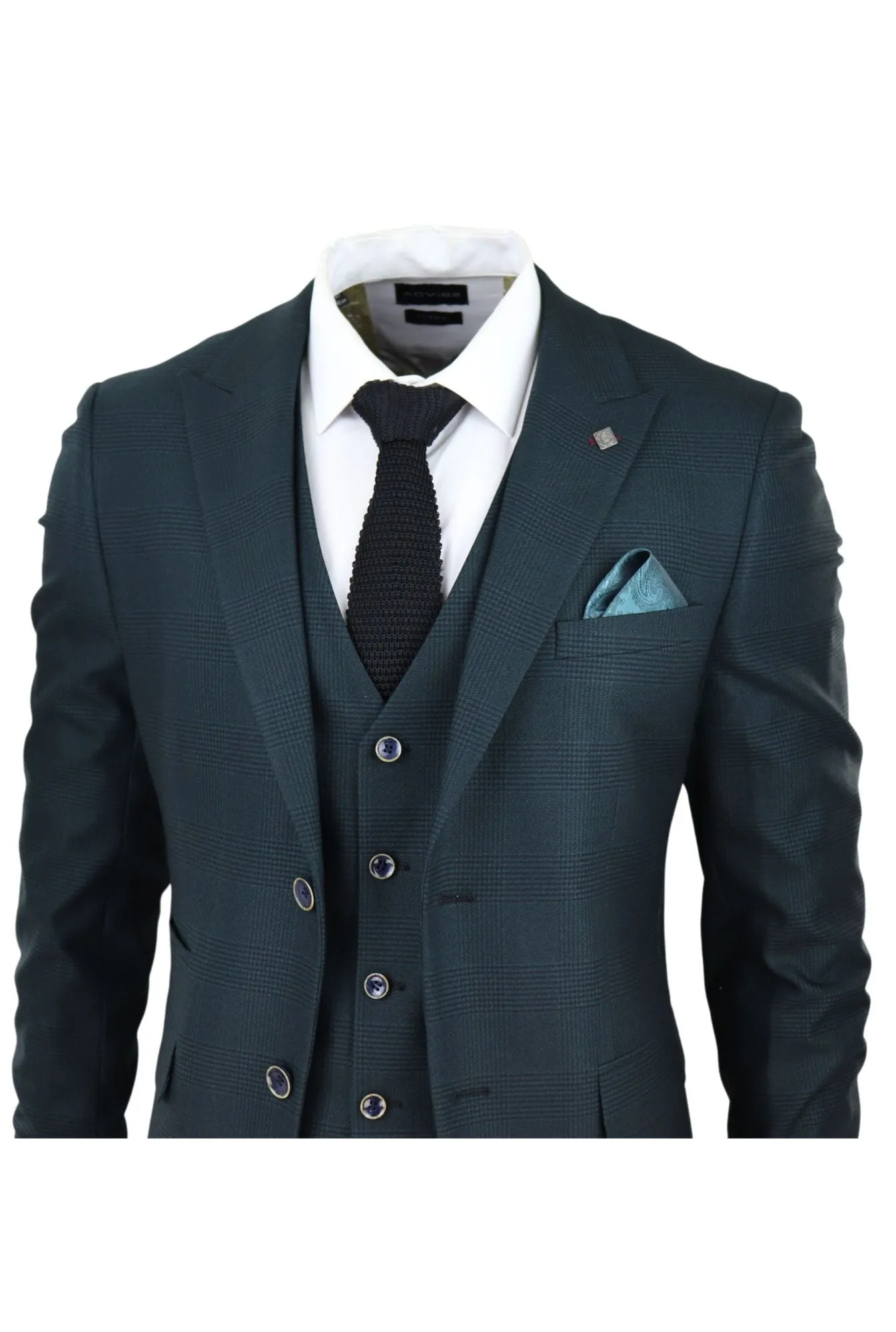 Jasper Olive Green 3 Piece Suit Check