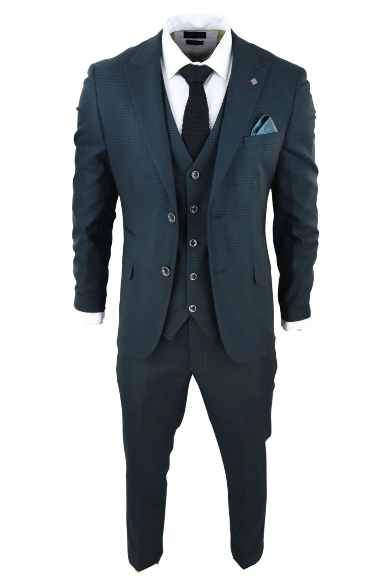 Jasper Olive Green 3 Piece Suit Check