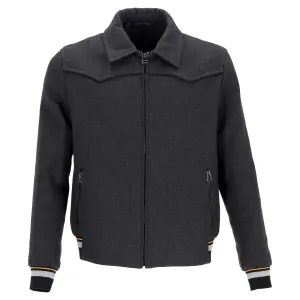 Lanvin Zipped Bomber Jacket in Grey Wool