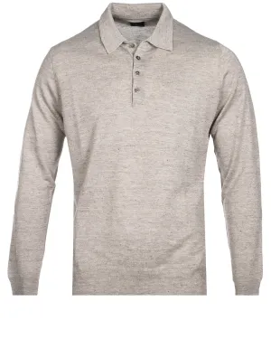 Linen Cotton Longsleeve Polo Grey