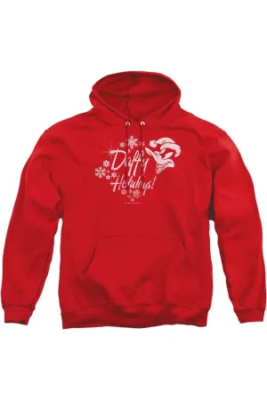Looney Tunes Daffy Holidays Adult Pull Over Hoodie / Hooded Sweatshirt