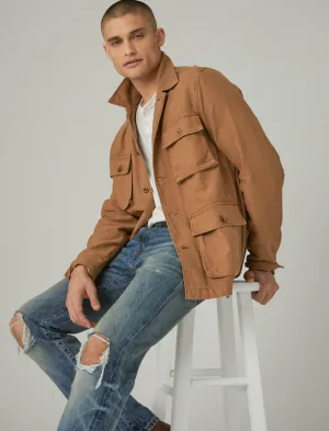 Lucky Brand Slub  Military Jacket Twill Lucky Brand